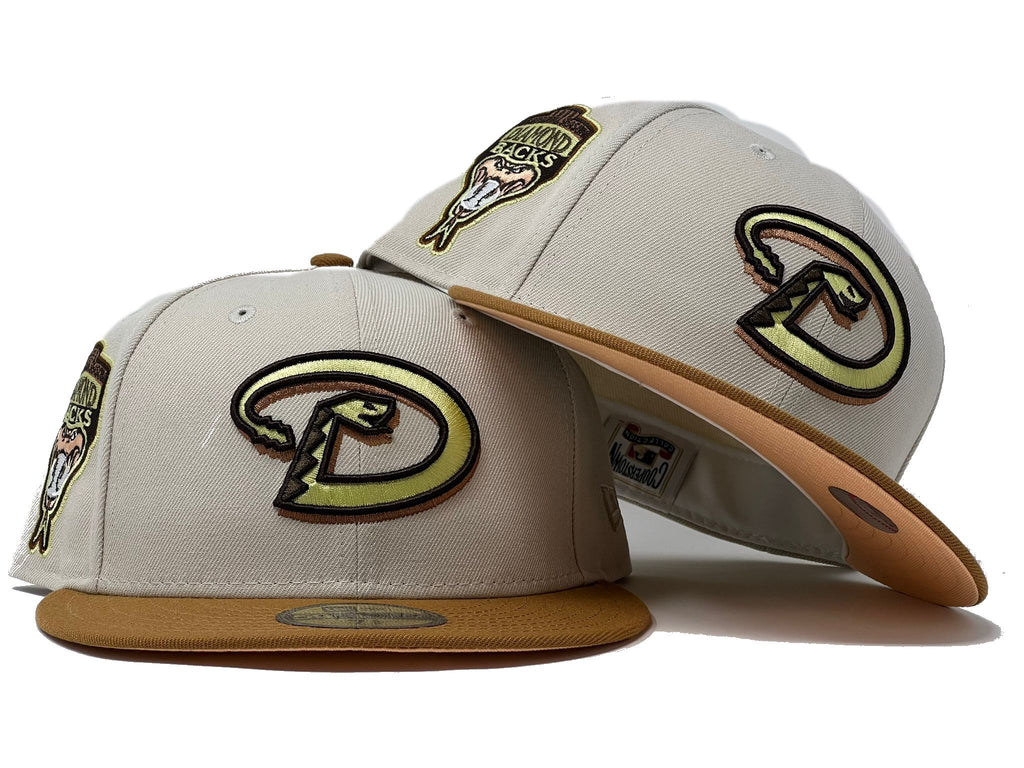 Arizona Diamondbacks  1998 Inaugural Season Stone Camel Visor Peach Brim New Era Fitted Hats