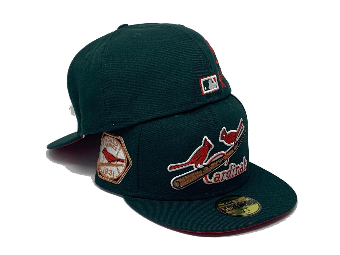 ST. LOUIS CARDINALS 1931 WORLD SERIES " FOREST PACK" GREEN RED BRIM NEW ERA FITTED HAT