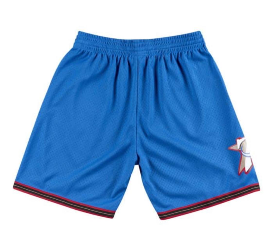 Mitchell and Ness 76ers NBA Royal Blue Swingman Shorts