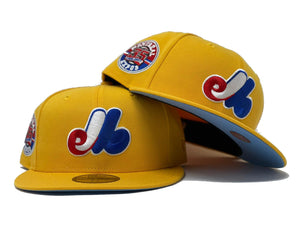 MONTREAL EXPOS 35TH SEASON TAXI YELLOW ICY BRIM NEW ERA FITTED HAT