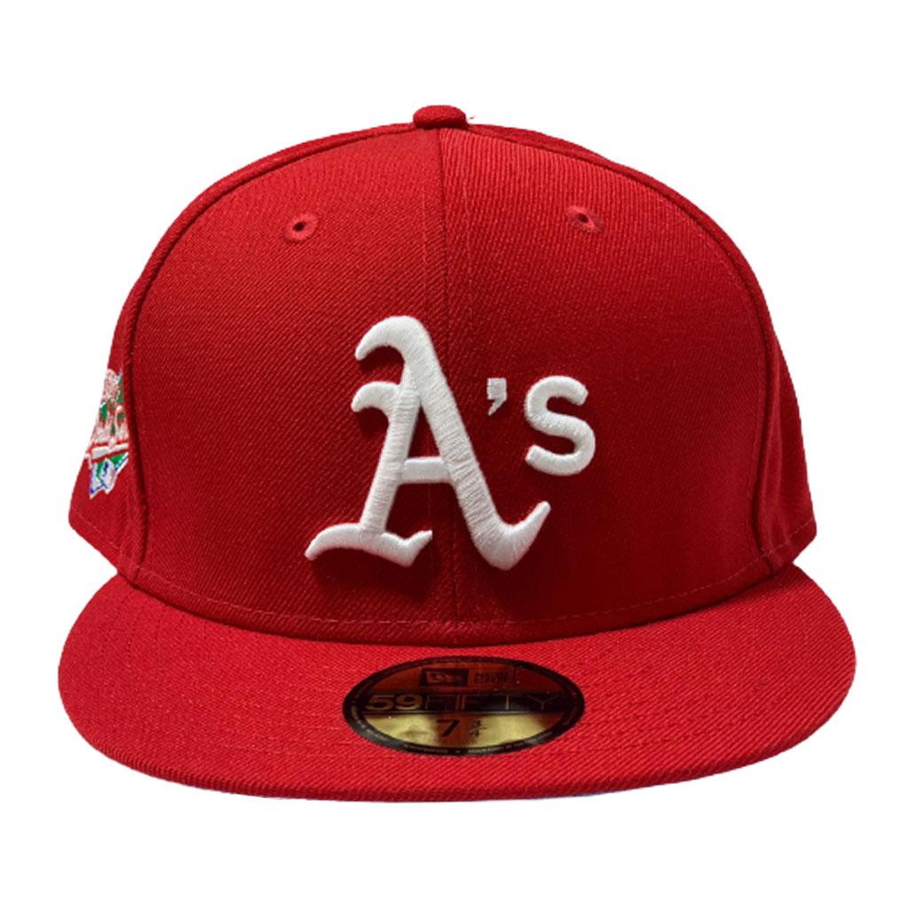 OAKLAND ATHLETICS 1990 WORLD SERIES RED ICY BRIM NEW ERA FITTED HAT