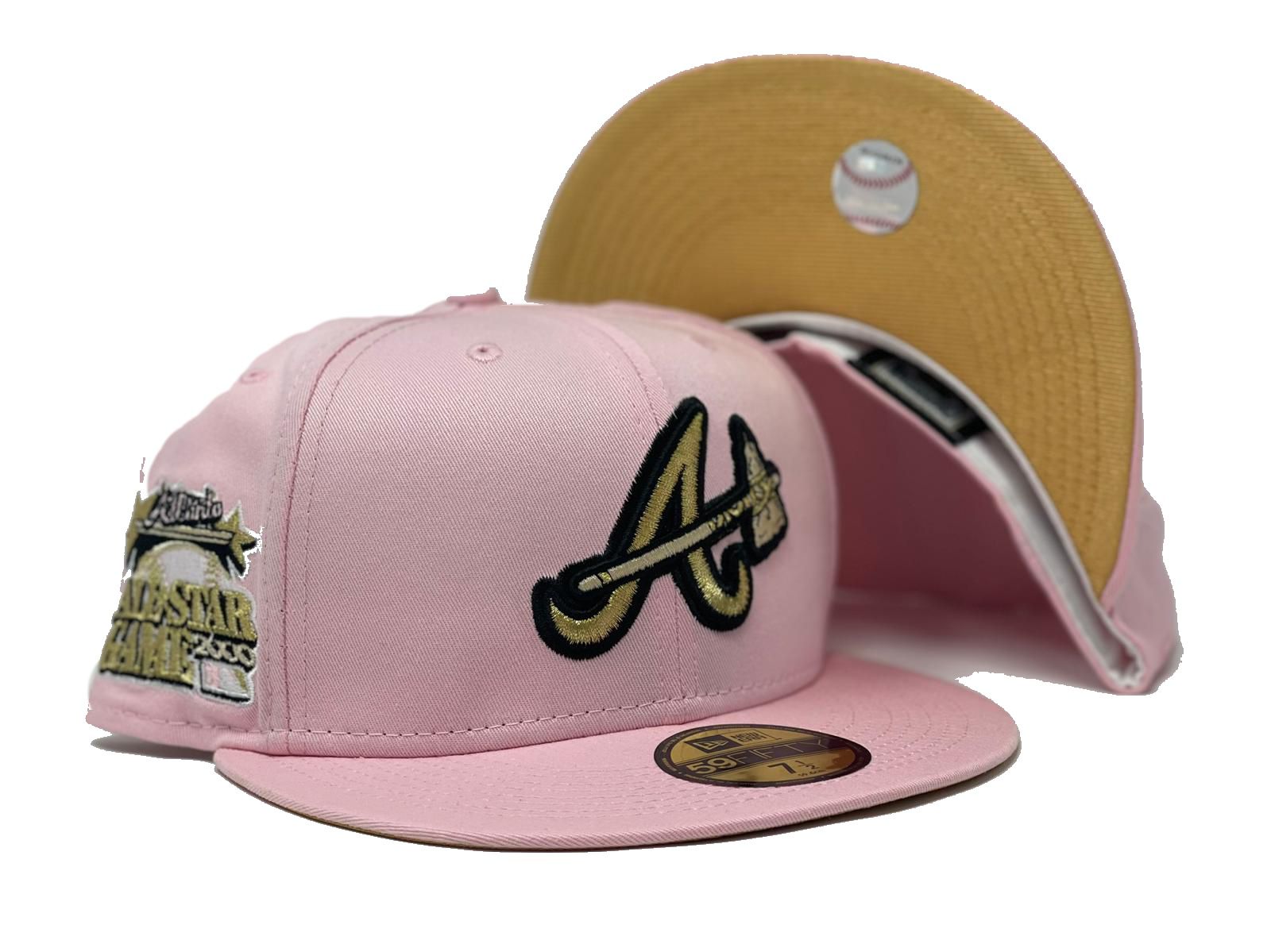 New Era Atlanta Braves Baseball Mother's Day Hat Black Pink Size 7 7/8  Brand New