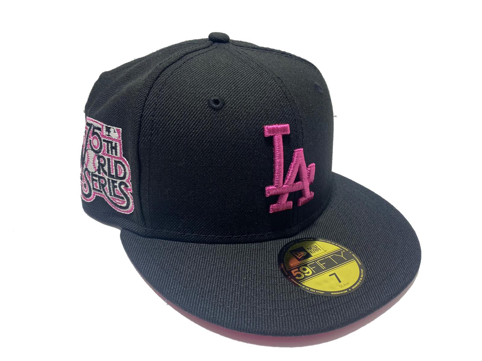 Los Angeles Dodgers New Era All Dark Green/Pink Bottom With 75TH World  Series Patch On Side 59FIFTY Fitted Hat