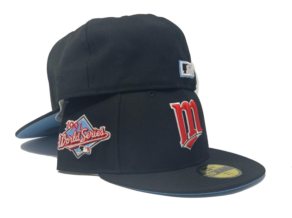 MINNESOTA TWINS 1991 WORLD SERIES BLACK ICY BRIM NEW ERA FITTED HAT