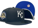 KANSAS CITY ROYALS 40TH SEASON BLACK ROYAL BRIM NEW ERA FITTED HAT