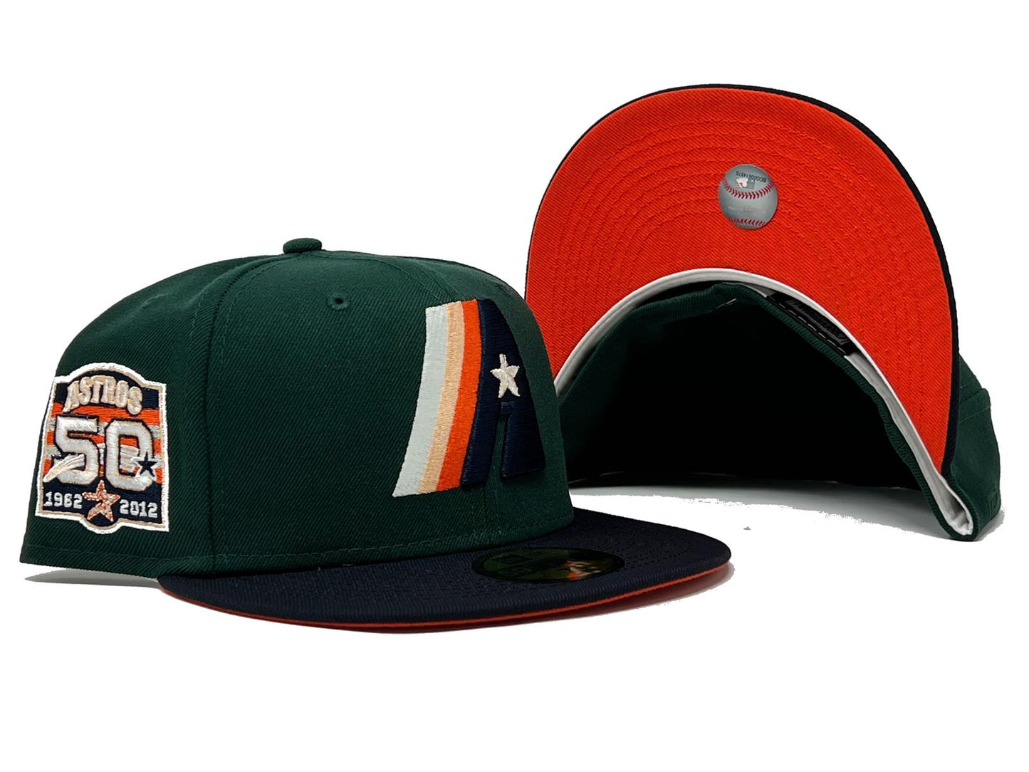 HOUSTON ASTROS 50TH ANNIVERSARY " GREEN DOME" ORANGE BRIM NEW ERA FITTED HAT