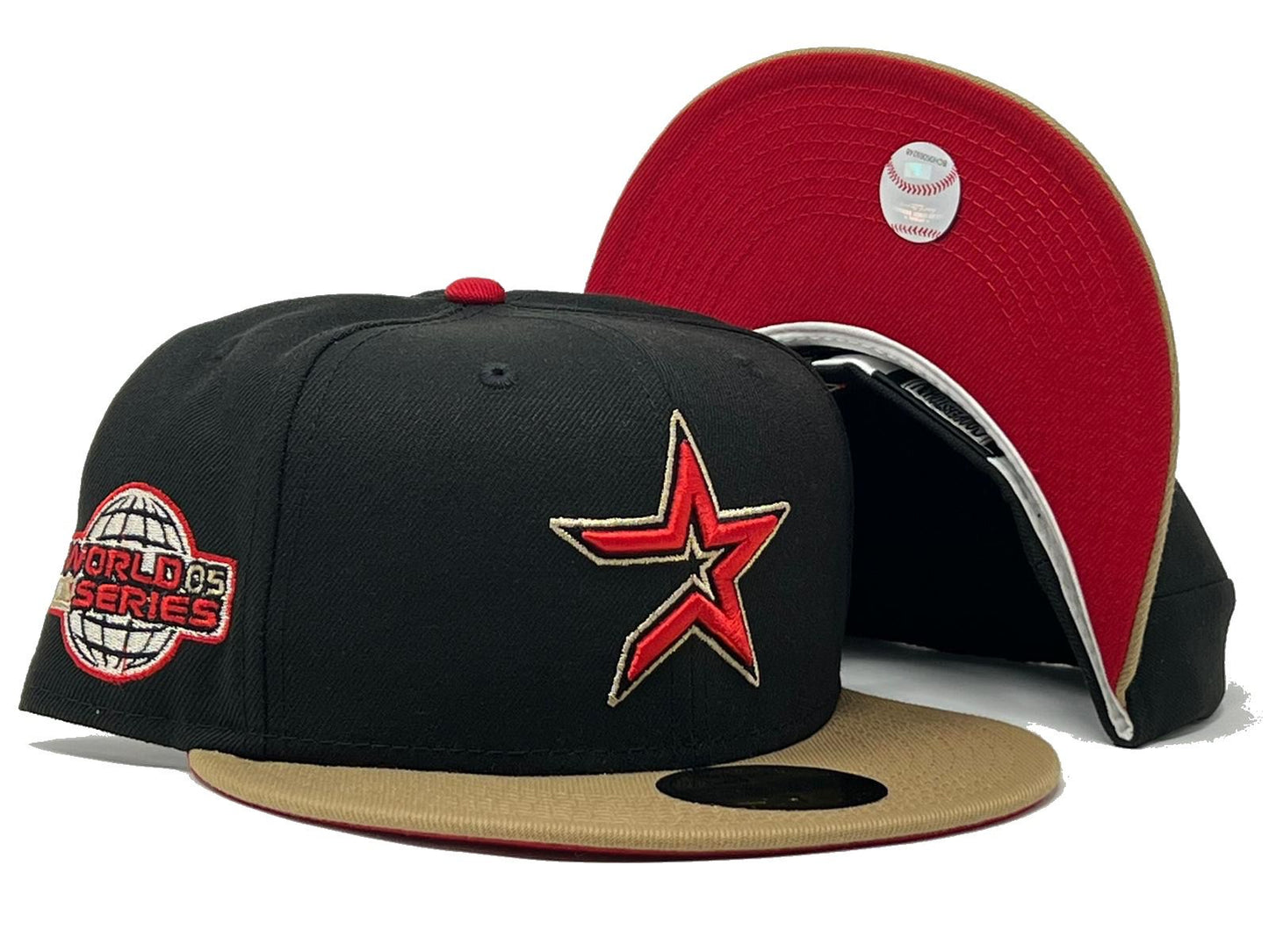 HOUSTON ASTROS 2005 WORLD SERIES RED BRIM NEW ERA FITTED HAT