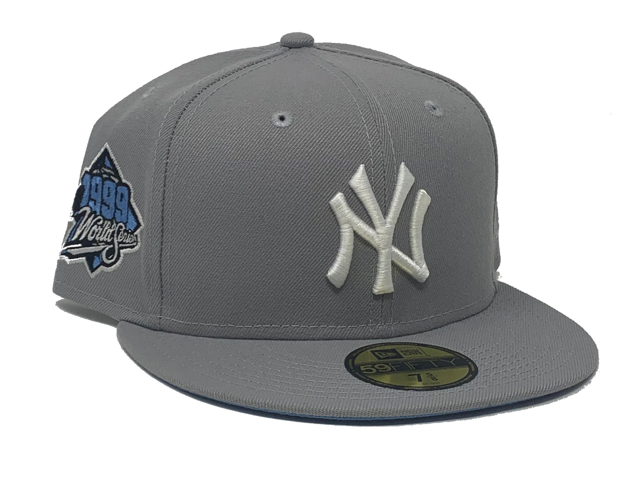 New York Yankees New Era 59FIFTY Fitted Hats (1996 World Series Side Patch Gray Under BRIM) - NY Yankees Grey Underbrim Caps - BX Bombers Fitteds 7 1/