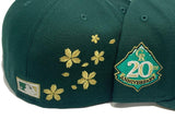 COLORADO ROCKIES 20TH ANNIVERSARY " FOREST PACK"  GREEN METALLIC GOLD BRIM NEW ERA FITTED HAT