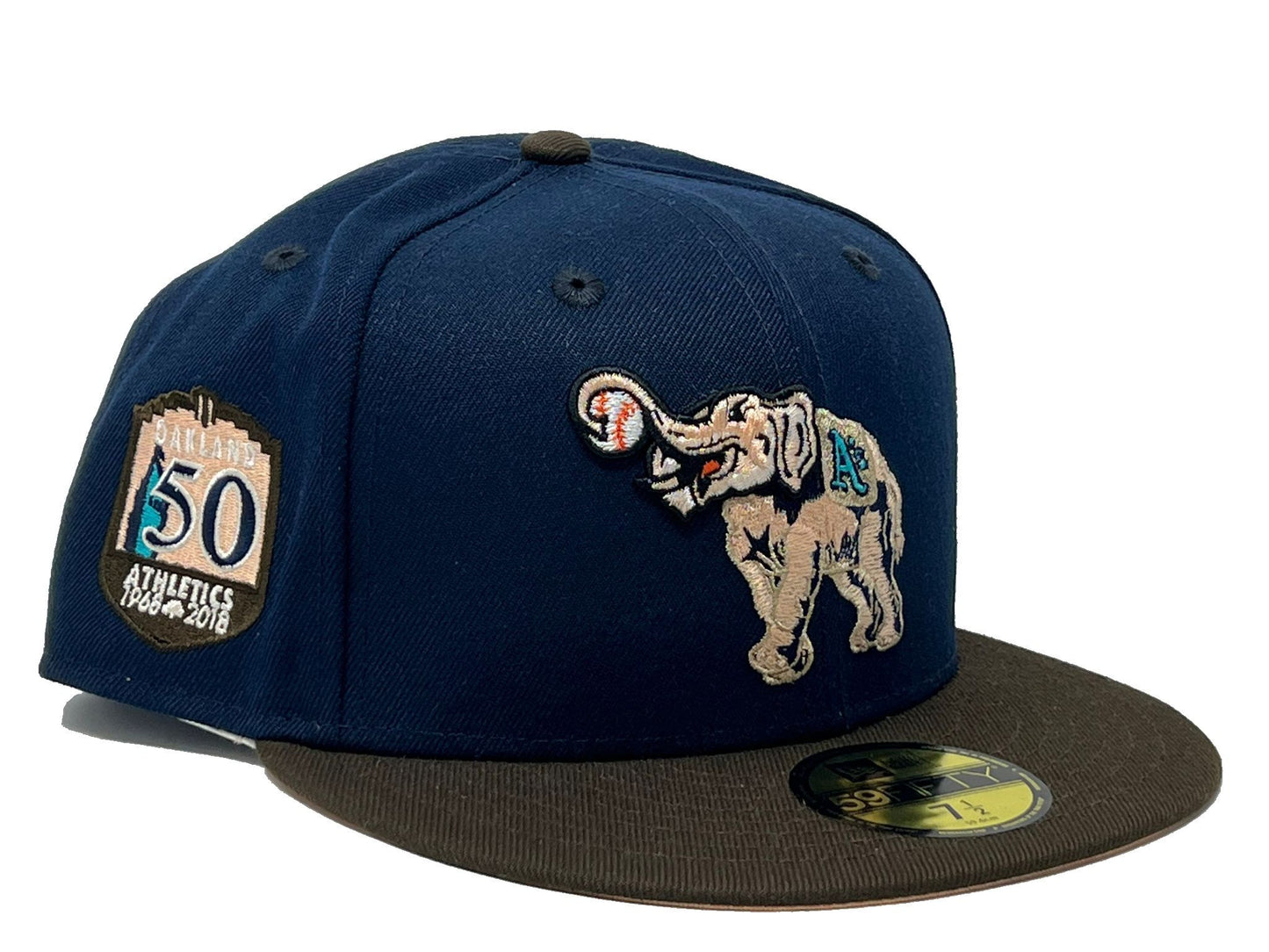 Oakland Athletics 50th Anniversary Peach Brim New Era Fitted Hat