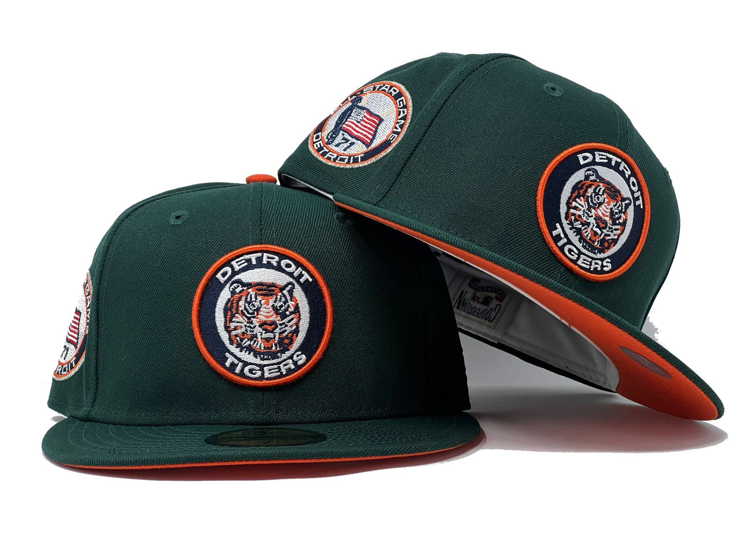 Detroit Tigers 1971 All Star Game Dark Green Orange Brim New Era Fitted Hat