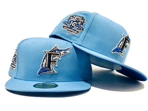 FLORIDA MARLIN 10TH ANNIVERSARY SKY BLUE ROYAL BRIM NEW ERA FITTED HAT