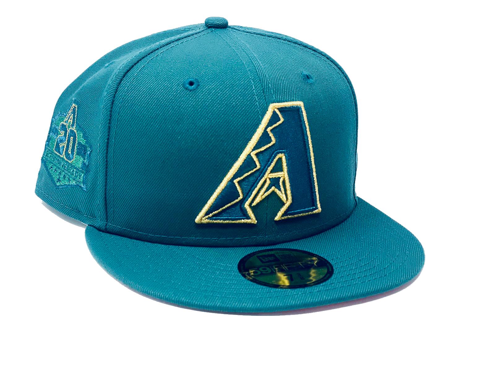 ARIZONA DIAMONDBACKS 25TH ANNIVERSARY TEAL ARCHES NEW ERA FITTED CAP –  SHIPPING DEPT