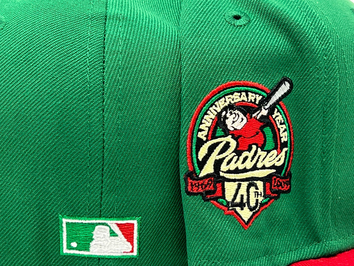 San Diego Padres 40th Anniversary Green Red Visor Gray brimNew EraFitted Hat