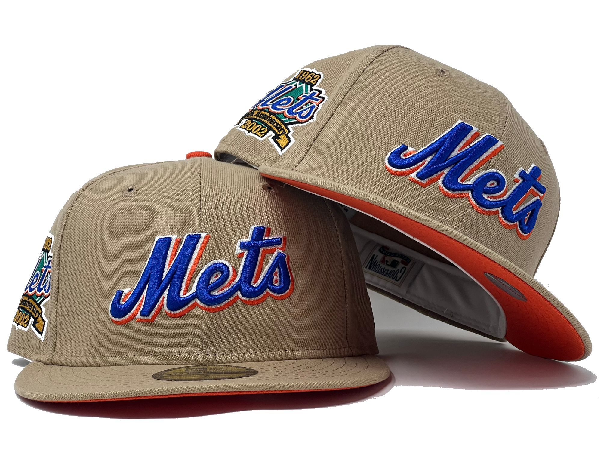 NEW YOEK METS 40TH ANNIVERSARY CAMEL ORANGE BRIM NEW ERA FITTED