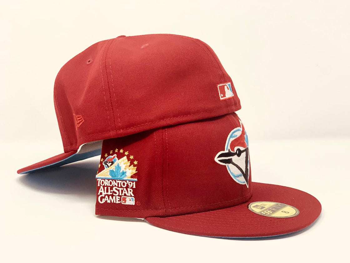 TORONTO BLUE JAYS 1991 ALL STAR GAME BURGUNDY ICY BRIM NEW ERA FITTED HAT