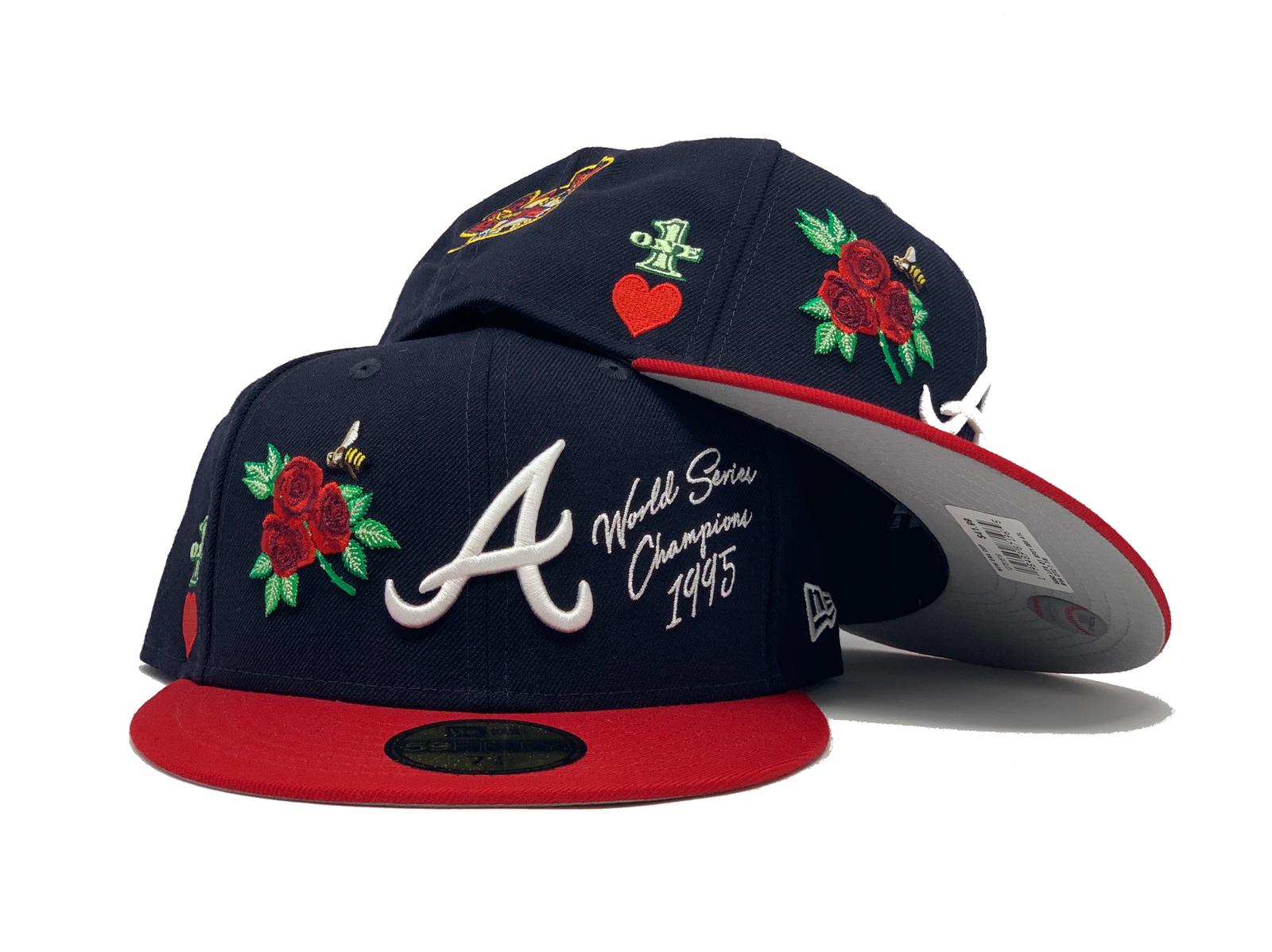 ATLANTA BRAVES ALL OVER PATCH GRAY BRIM NEW ERA FITTED HAT