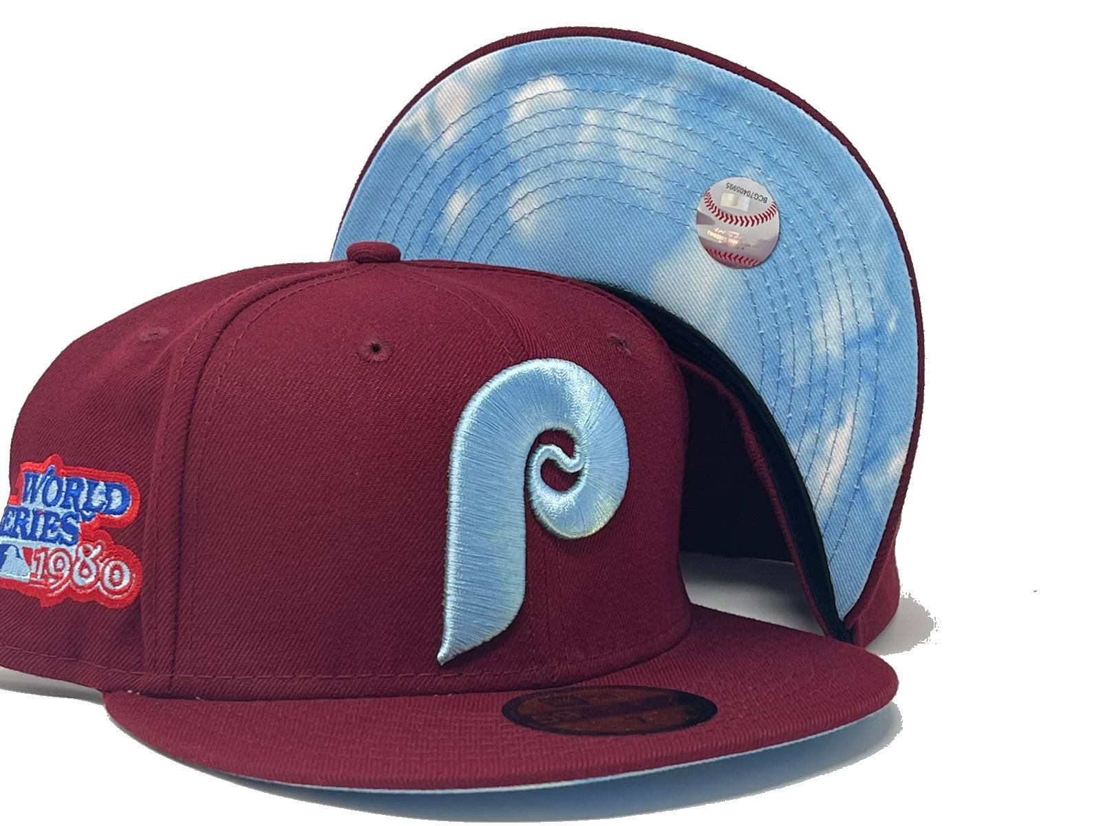 New Era Philadelphia Phillies World Series 1980 Powder Blues Sky Throwback  Two Tone Edition 59Fifty Fitted Hat