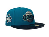 SAN FRANCISCO GIANTS 60TH ANNIVERSARY "NHL CROSS OVER" AQUA  GRAY BRIM NEW ERA FITTED HAT