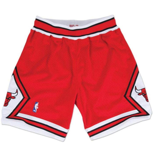 MITCHELL & NESS MEN'S CHICAGO BULLS RED AUTHENTIC SHORTS 1997-1998