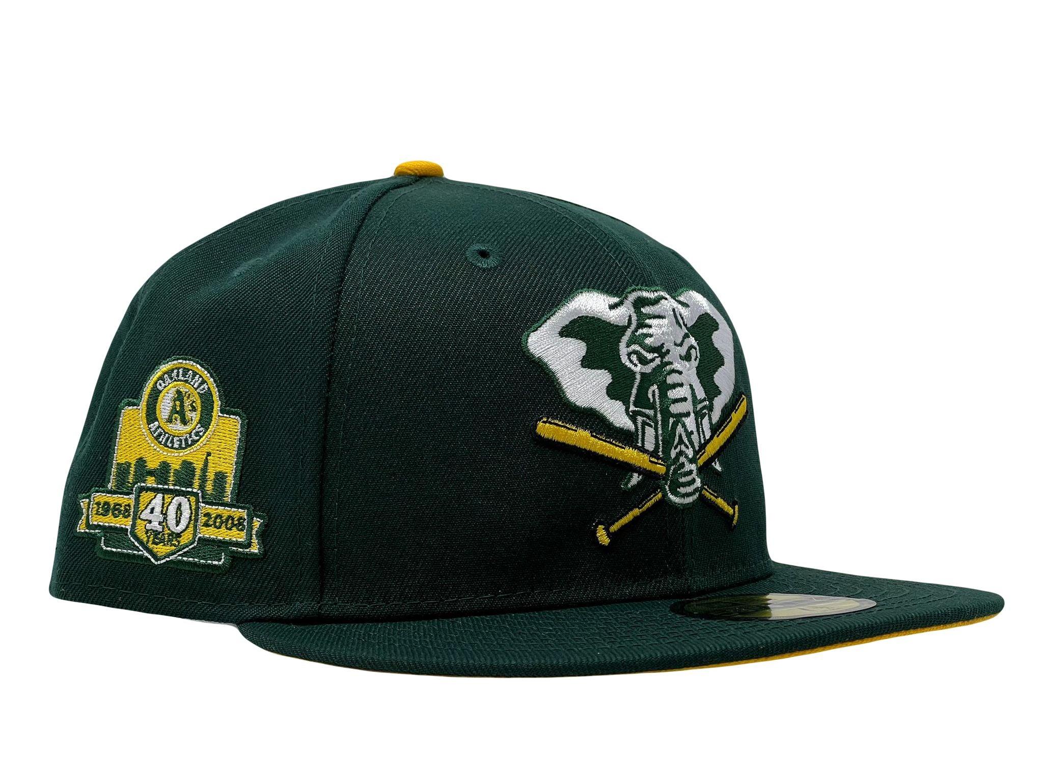 Oakland Athletics 40th Anniversary Stomper Dark Green Taxi Yellow Brim  New Era Fitted Hat – Sports World 165