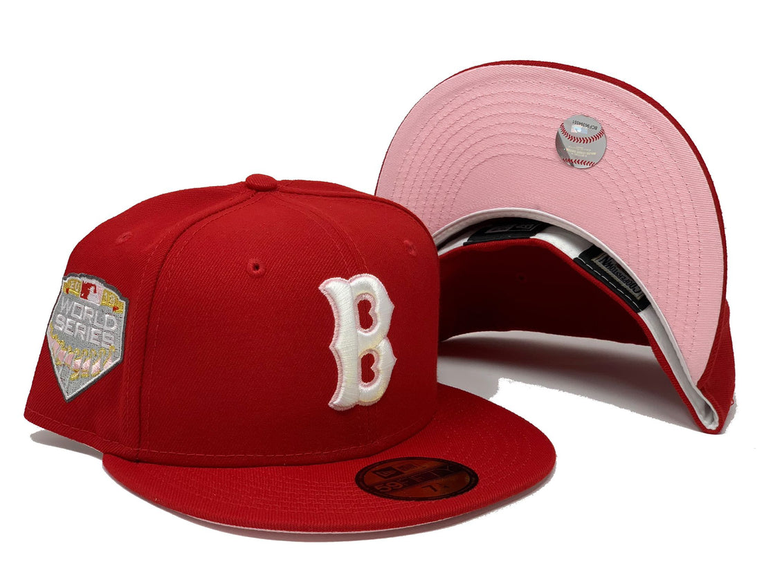 Red Boston Red Sox 2018 World Series LIGATURE LOGO Fitted Hat