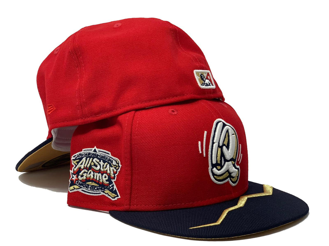 RANCHO CUCAMONGA QUAKES ALL STAR GAME RED METALLIC GOLD BRIM NEW ERA FITTED HAT