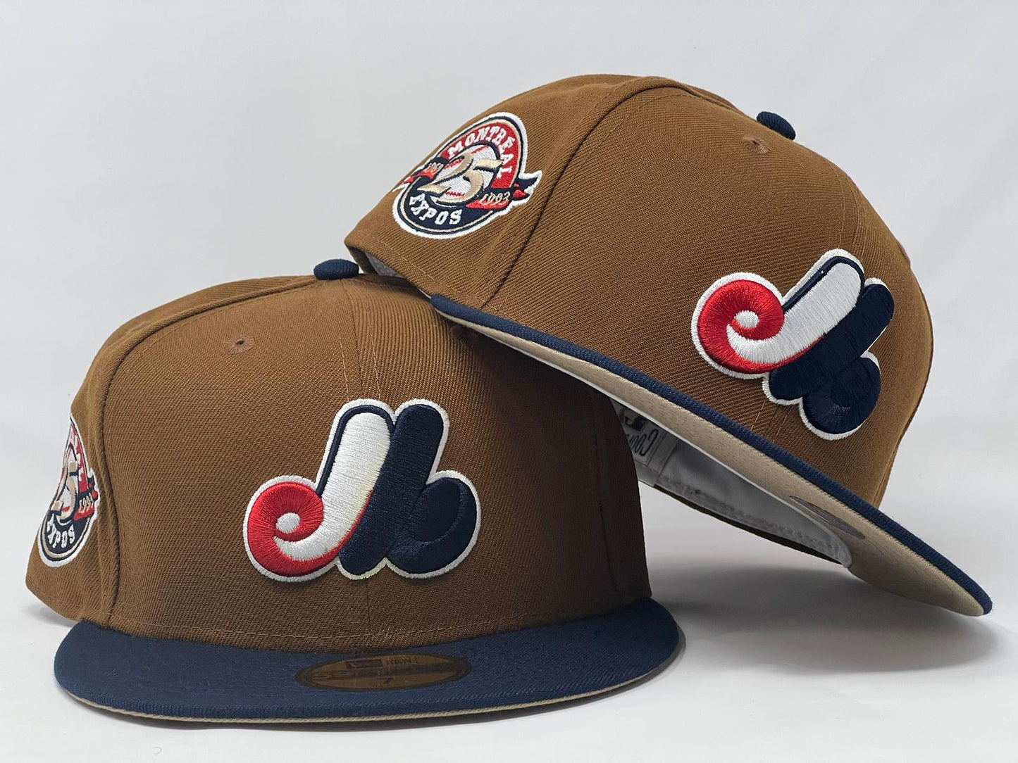 MONTREAL EXPOS 25TH ANNIVERSARY "FALL HARVEST PACK" BEIGE BRIM NEW ERA FITTED HAT