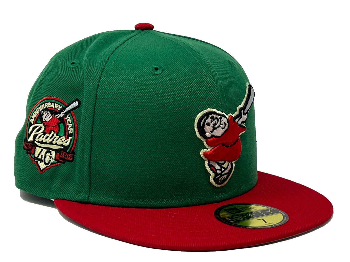 San Diego Padres 40th Anniversary Green Red Visor Gray brimNew EraFitted Hat