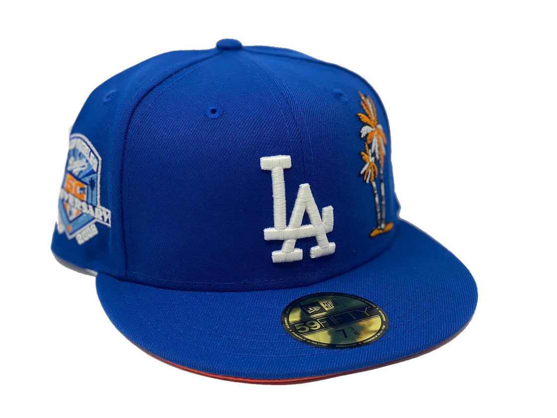 LOS ANGELES DODGERS 50TH SEASON BRIGHT ROYAL ORANGE BRIM NEW ERA FITTED HAT