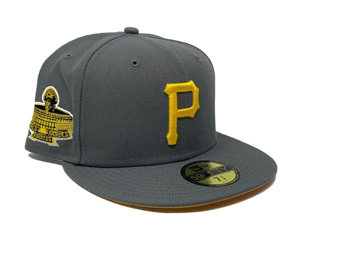 PITTSBURGH PIRATES 1971 WORLD SERIES STORM GRAY YELLOW BRIM NEW ERA FITTED HAT