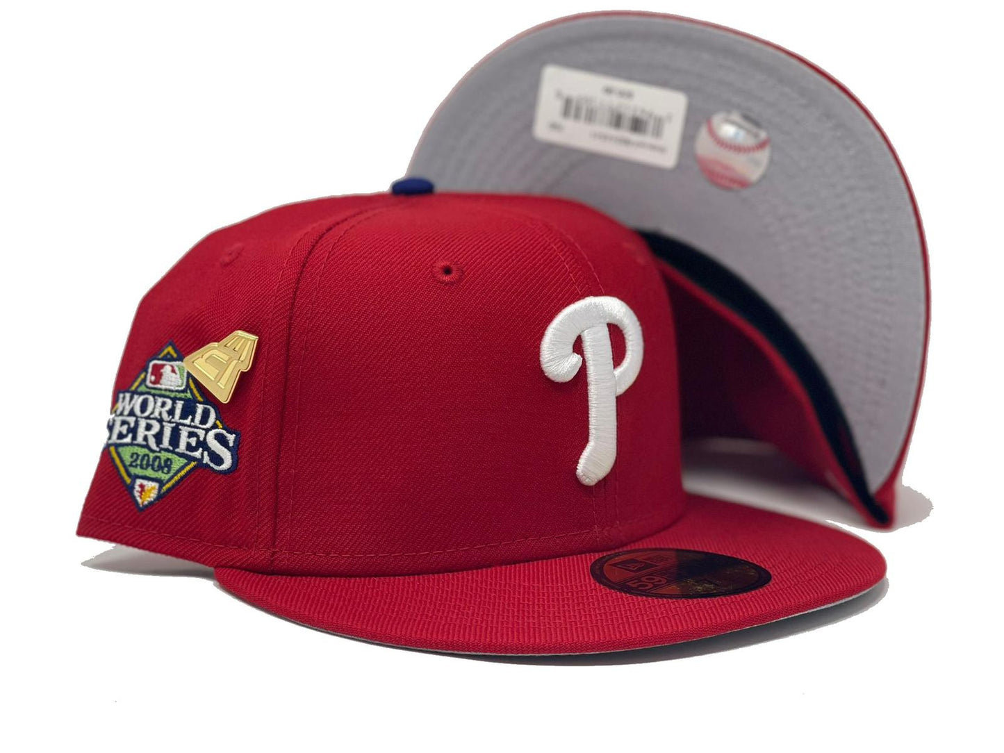 PHILADELPHIA PHILLIES 2008 WORLD SERIES "59FIFTY DAY" GRAY BRIM NEW ERA FITTED HAT