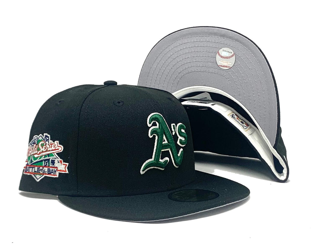 OAKLAND ATHLETICS 1989 BATTLE OF THE BAY GRAY BRIM NEW ERA FITTED HAT