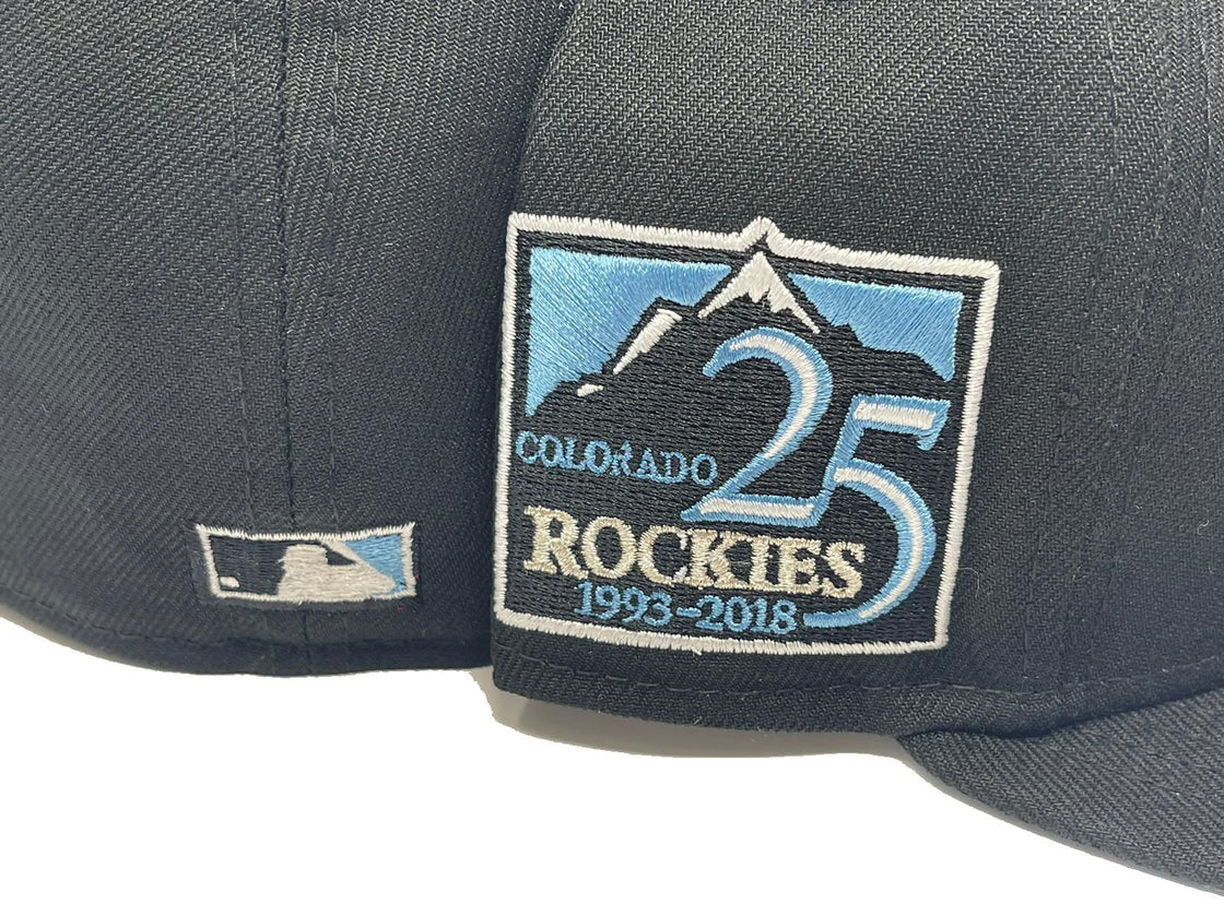 COLORADO ROCKIES 25TH ANNIVERSARY BLACK ICY BRIM NEW ERA FITTED HAT