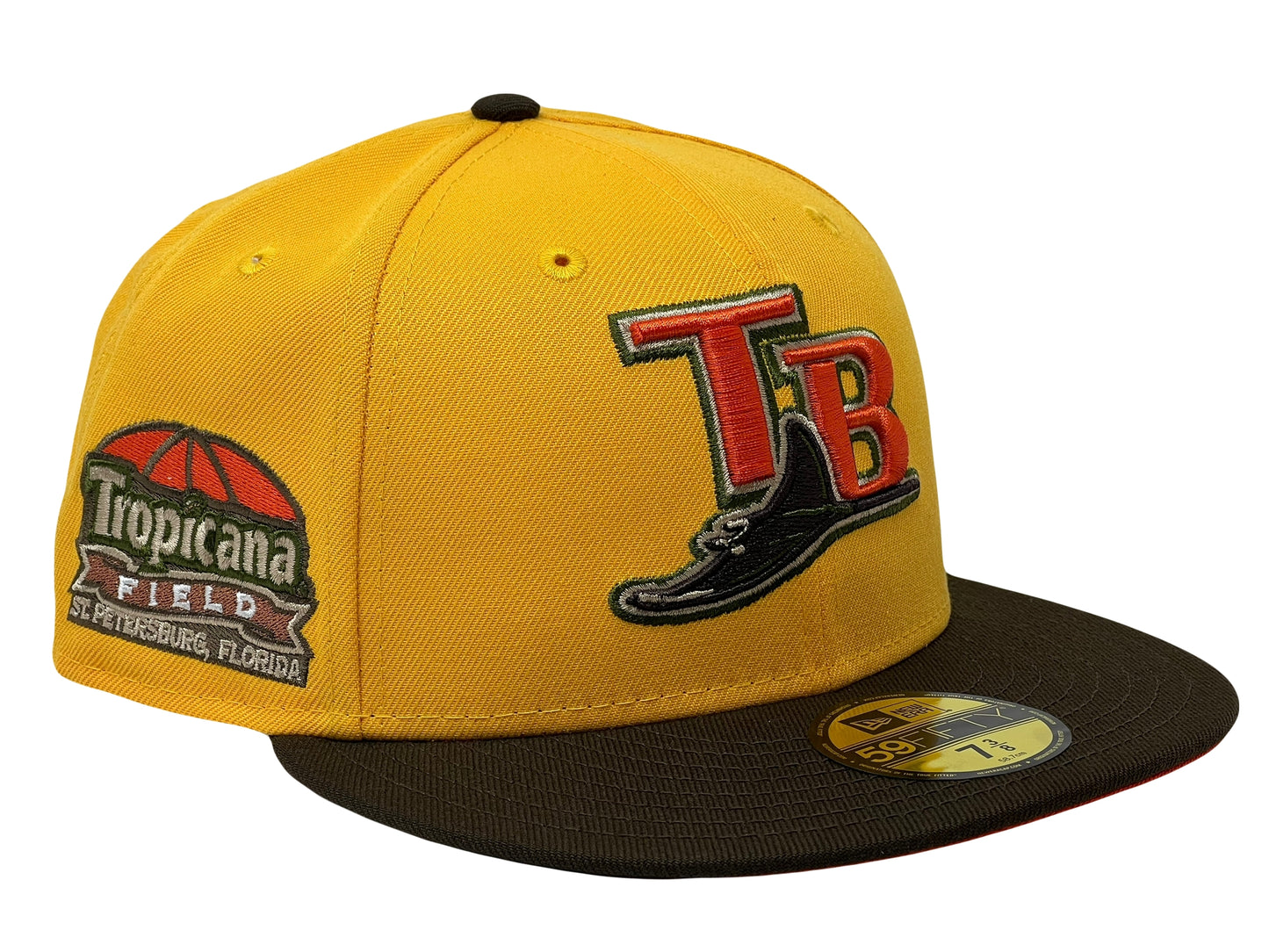 Tampa Bay Rays Tropicana Field Taxi Yellow Brown Visor Orange Brim New Era Fitted Hat