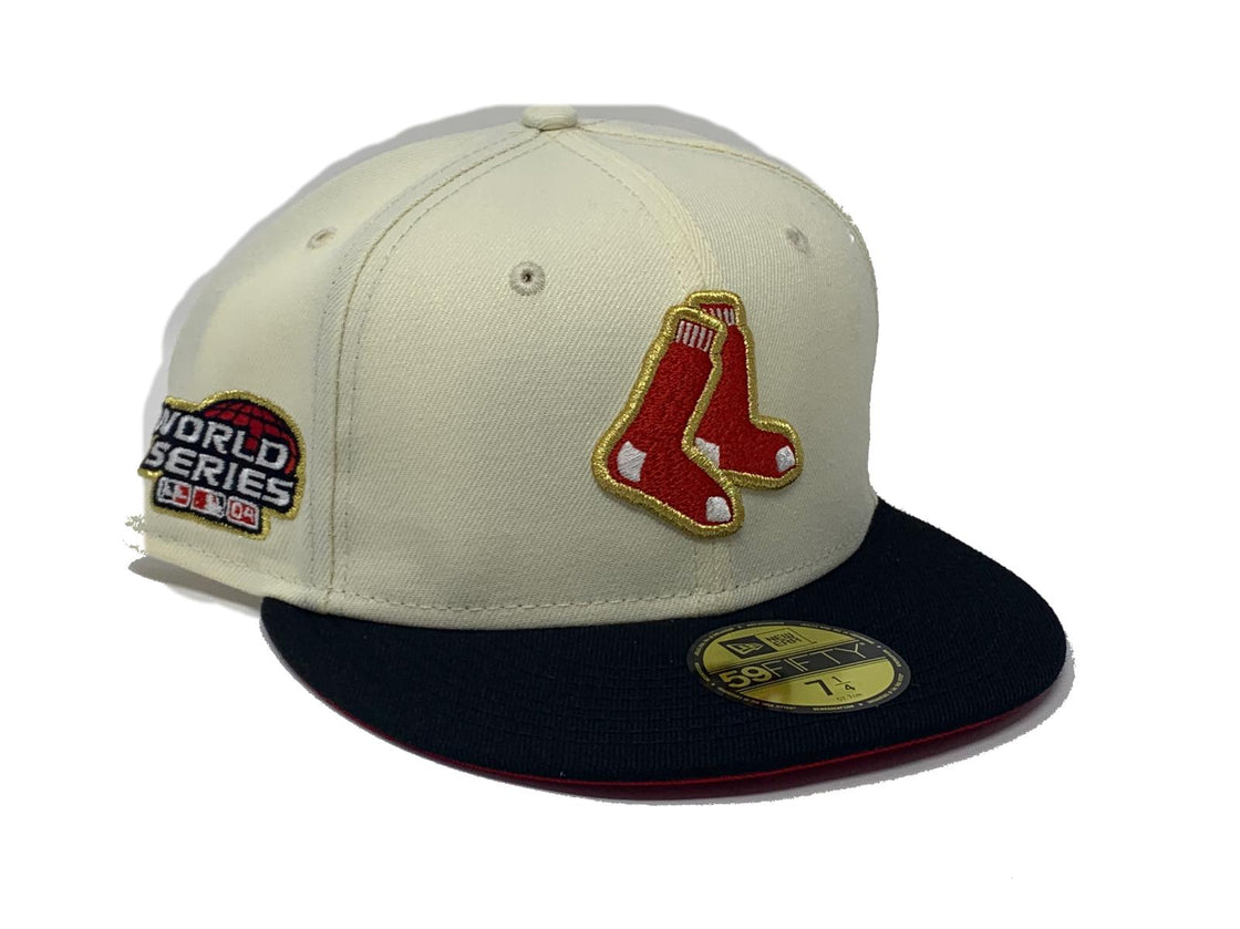 BOSTON RED SOX 2004 WORLD SERIES RED BRIM NEW ERA FITTED HAT