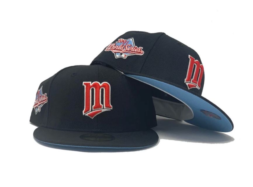 Black Minnesota Twins 1991 World Series Custom New Era fitted Hat