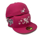 NEW YORK YANKEES 2000 WORLD SERIES "CHERRY BLOSSOM"  DARK PINK WITH LIGHT PINK NEW ERA FITTED HAT