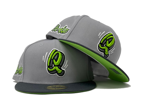 RANCHO CUCAMONGA QUAKES MINOR LEAGUE BASEBALL LIME GREEN BRIM NEW ERA FITTED HAT