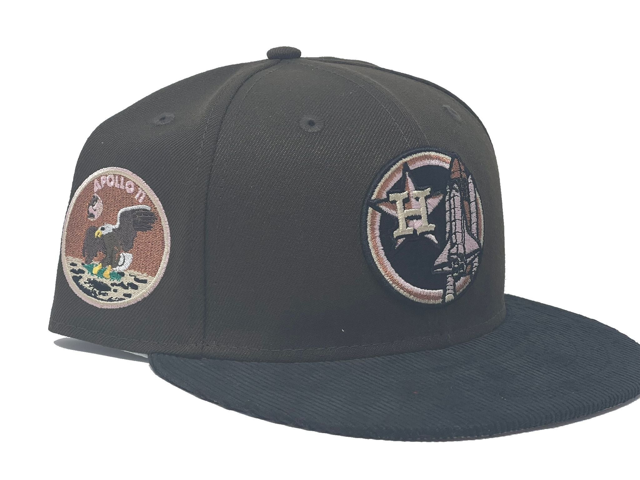 Black Corduroy City Connect Houston Astros Dark Green Visor Red Bottom Lunar Module Side Patch New Era 59FIFTY Fitted 73/4