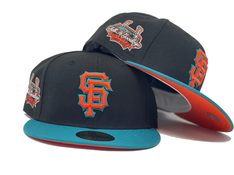 san francisco giants black orange brim new era fitted hat - san