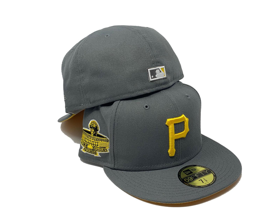 PITTSBURGH PIRATES 1971 WORLD SERIES STORM GRAY YELLOW BRIM NEW ERA FITTED HAT