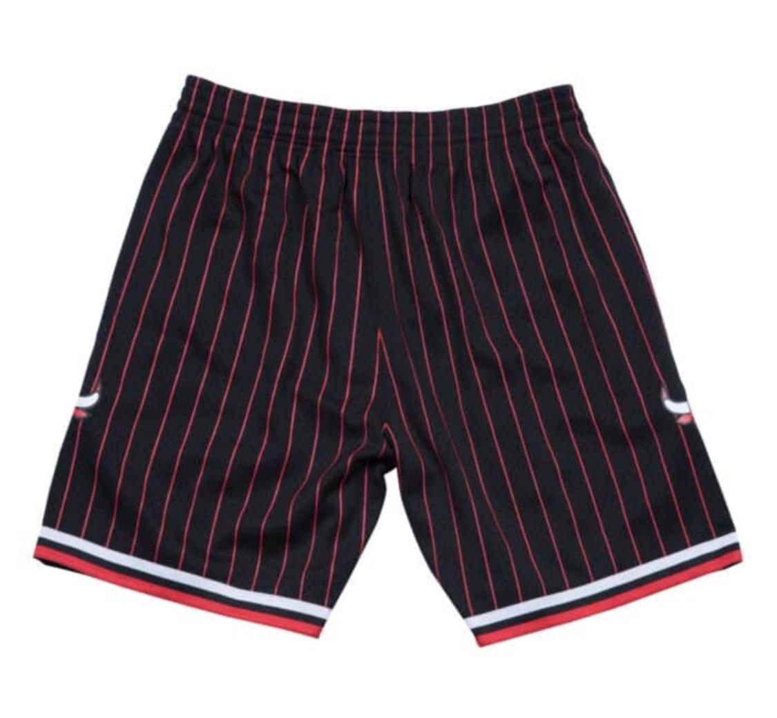 Mitchell and Ness NBA Swingman Black Pinstripe Chicago Bulls shorts 1996-97