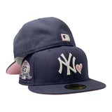 NEW YORK YANKEES 27TH CHAMPIONSHIP WITH HEART NAVY PINK BRIM NEW ERA FITTED HAT