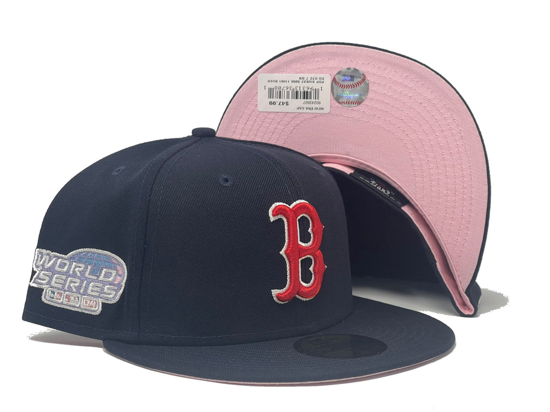 BOSTON RED SOX 2004 WORLD SERIES PINK BRIM NEW ERA FITTED HAT