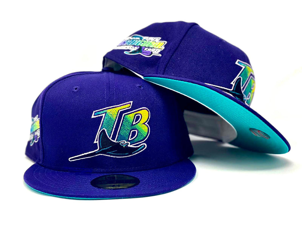 TAMPA BAY DEVIL RAYS  INAUGURAL SEASON PURPLE TEAL BRIM NEW ERA FITTED HAT