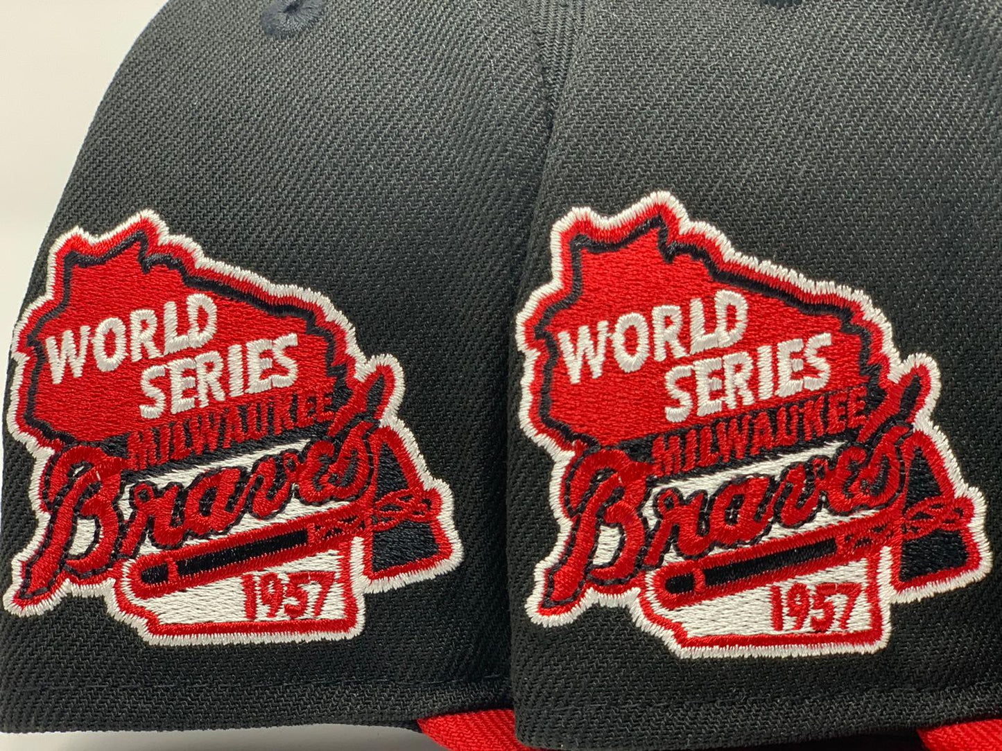 MILWAUKEE BRAVES 1957 WORLD SERIES GRAY BRIM NEW ERA FITTED HAT