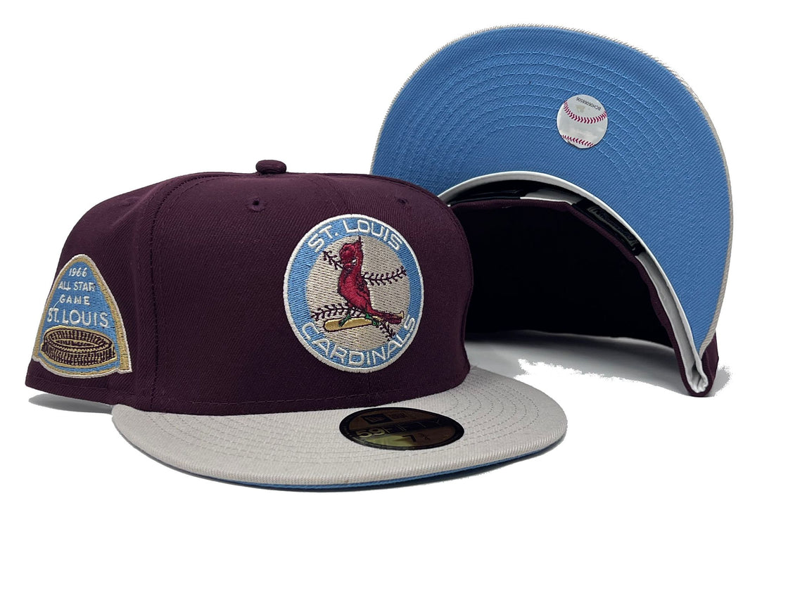 ST. LOUIS CARDINALS 1966 ALL STAR GAME MAROON OFF WHITE ICY BRIM NEW ERA FITTED HAT