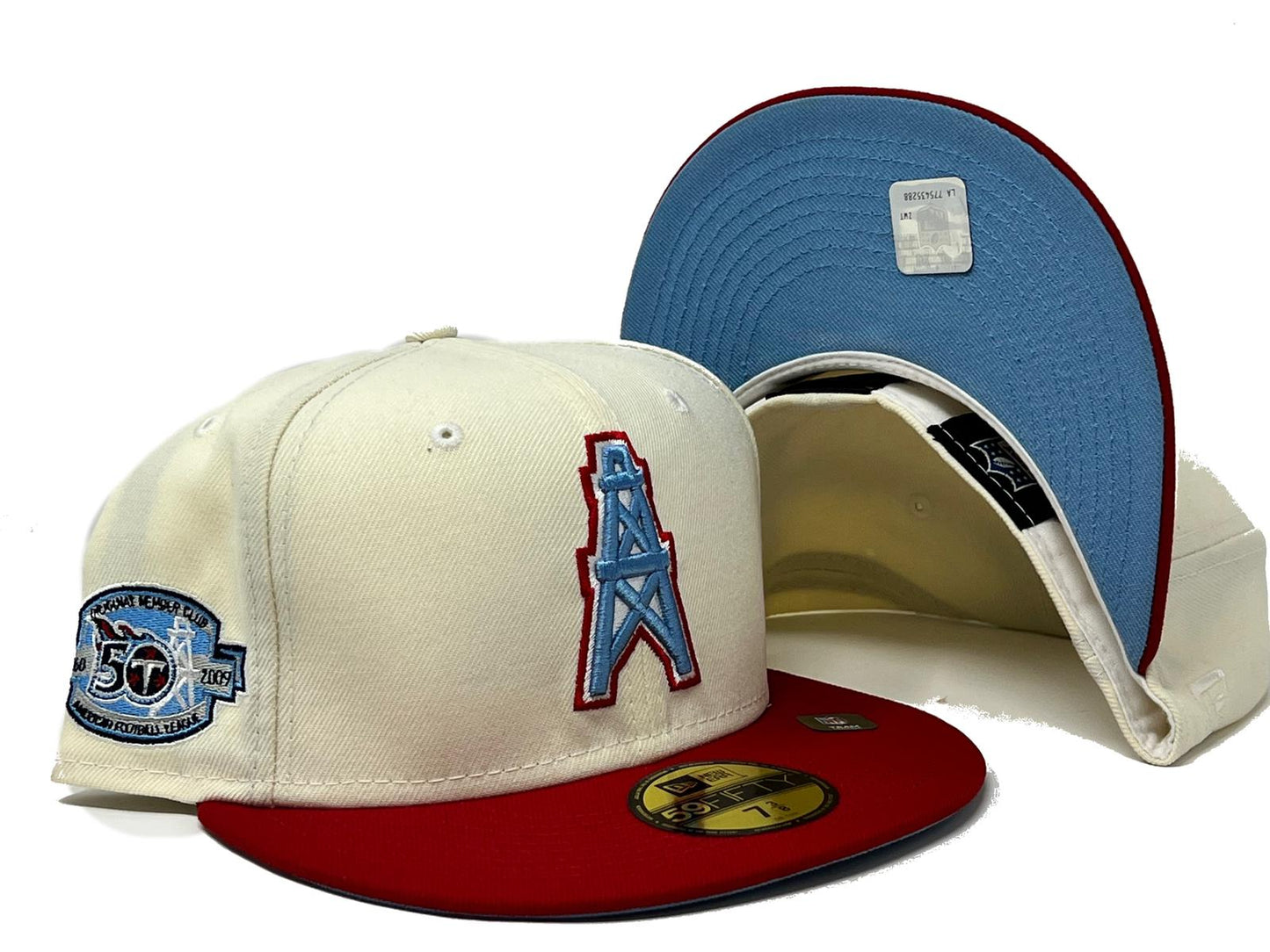 HOUSTON OILERS 50TH ANNIVERSARY "NFL COLLECTION" ICY BRIM 59FIFTY NEW ERA FITTED HAT