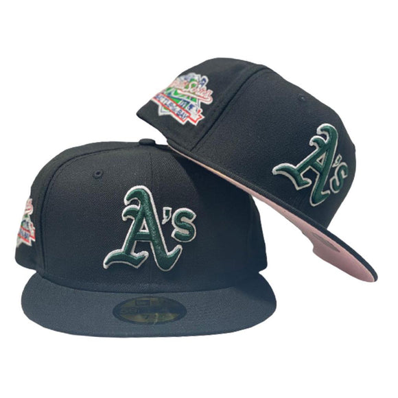 OAKLAND ATHLETICS 1989 BATTLE OF THE BAY BLACK PINK BRIM NEW ERA FITTED HAT